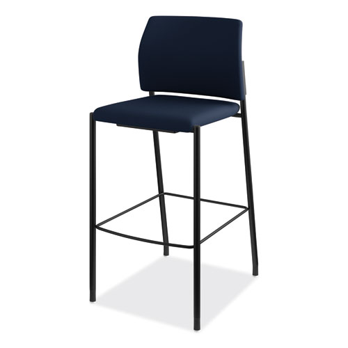 Accommodate Series Cafe Stool, Supports Up to 300 lb, 30" Seat Height, Navy Seat, Navy Back, Black Base