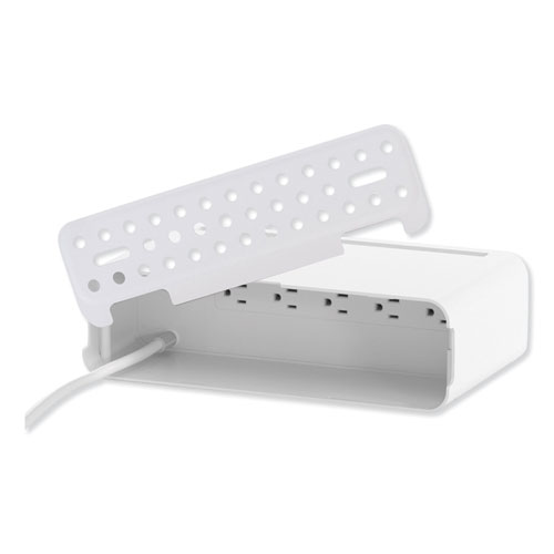 Image of Cable Management Power Hub and Stand with USB Charging Ports, 5 Outlets, 3 USB, 6.5 ft Cord, 11.75 x 6.6 x 3.5, White
