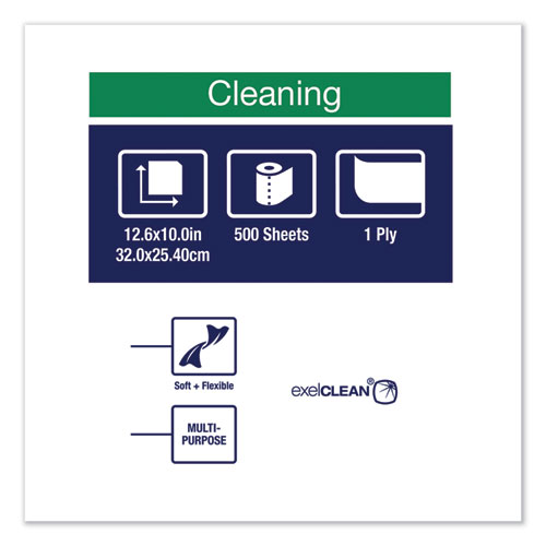 Cleaning Cloth, 12.6 x 10, White, 500 Wipes/Carton
