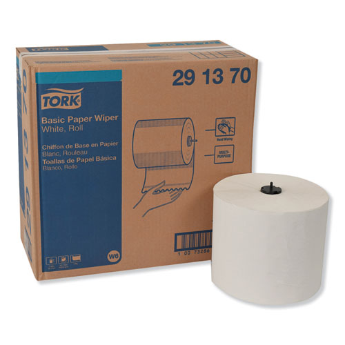 Tork® Basic Paper Wiper Roll Towel, 7.68" x 1,150 ft, White, 4 Rolls/Carton