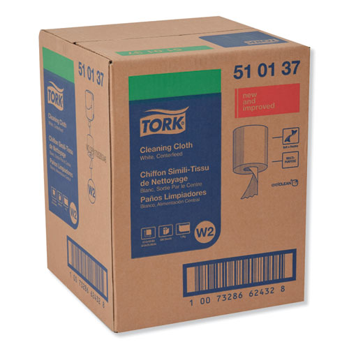 Image of Tork® Cleaning Cloth, 12.6 X 10, White, 500 Wipes/Carton