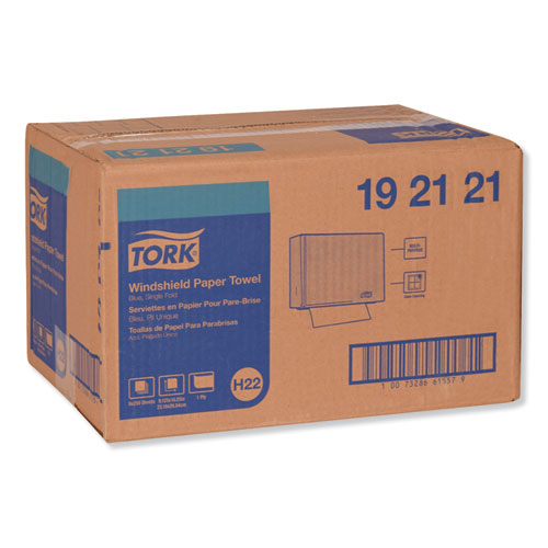 Image of Tork® Windshield Towel, One-Ply, 9.13 X 10.25, Blue, 250/Pack, 9 Pack/Carton