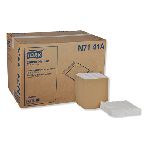 Tork® Universal Dinner Napkins, 1-Ply, 17" X 17", 1/4 Fold, White, 4008/Carton