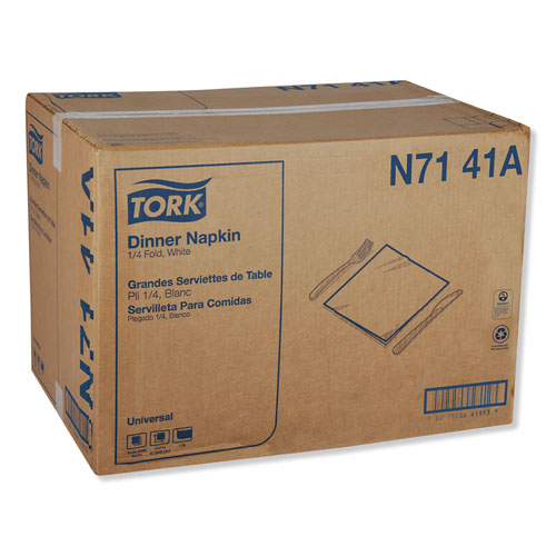 Image of Tork® Universal Dinner Napkins, 1-Ply, 17" X 17", 1/4 Fold, White, 4008/Carton
