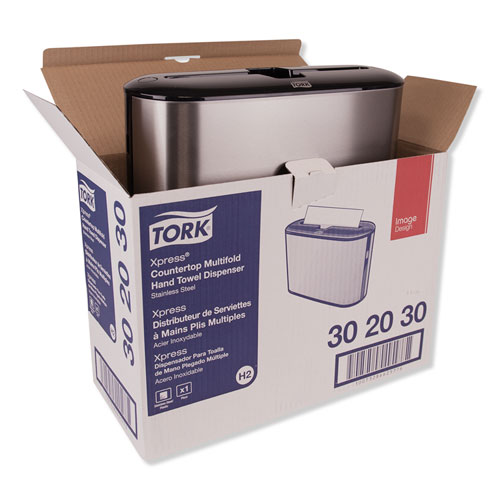 Image of Tork® Xpress Countertop Towel Dispenser, 12.68 X 4.56 X 7.92, Stainless Steel/Black