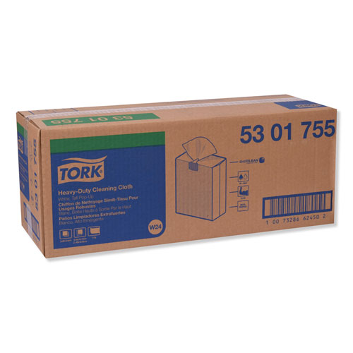 Image of Tork® Heavy-Duty Cleaning Cloth, 8.46 X 16.13, White, 80/Box, 5 Boxes/Carton