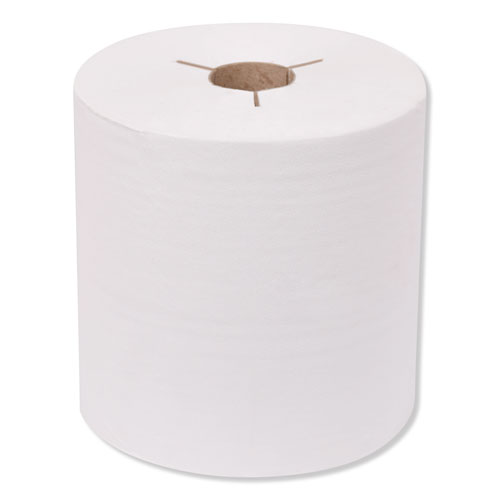 Image of Universal Hand Towel Roll, Notched, 1-Ply, 8" x 800 ft, White, 6 Rolls/Carton