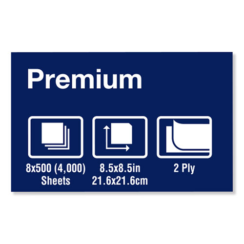 Premium Xpressnap Interfold Dispenser Napkins, 2-Ply,8.5x8.5,White,500/PK,8PK/CT