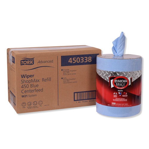 Tork® Advanced ShopMax Wiper 450, 11 x 9.4, Blue, 60/Roll, 30 Rolls/Carton