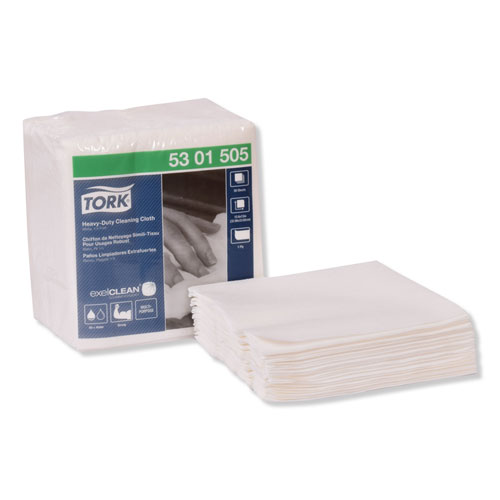 Image of Tork® Heavy-Duty Cleaning Cloth, 12.6 X 13, White, 50/Pack, 6 Packs/Carton
