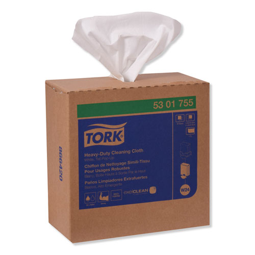 Image of Tork® Heavy-Duty Cleaning Cloth, 8.46 X 16.13, White, 80/Box, 5 Boxes/Carton