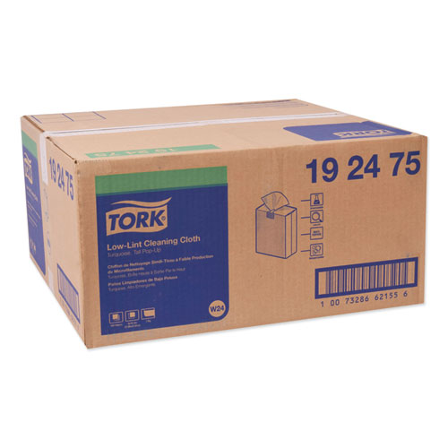 Image of Tork® Low-Lint Cleaning Cloth, 1-Ply, 9 X 16.5, Unscented, Turquoise, 100/Box, 8 Boxes/Carton