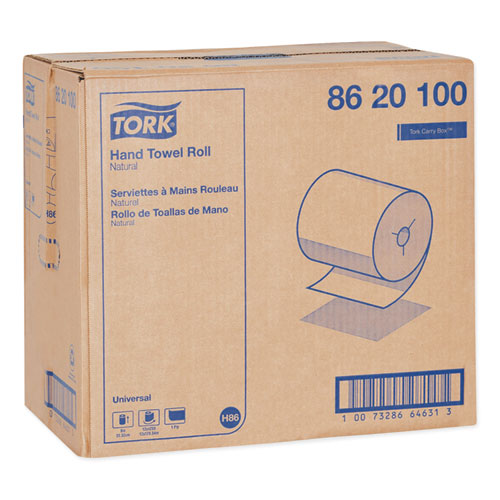 Universal Hand Towel Roll, Notched, 1-Ply, 8" x 425 ft, Natural, 12 Rolls/Carton