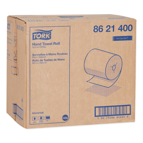 Image of Universal Hand Towel Roll, Notched, 1-Ply, 8" x 425 ft, Natural White, 12 Rolls/Carton
