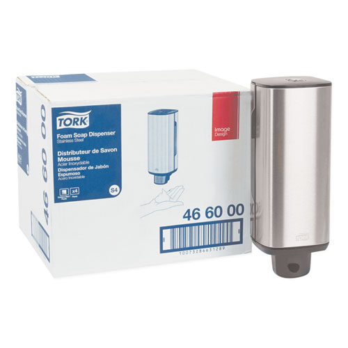 Image of Foam Skincare Manual Dispenser, 1 L Bottle; 33 oz Bottle, 4.25 x 4.25 x 11.38, Stainless Steel