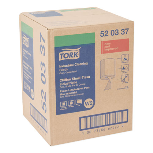 Image of Tork® Industrial Cleaning Cloths, 1-Ply, 12.6 X 10, Gray, 500 Wipes/Roll
