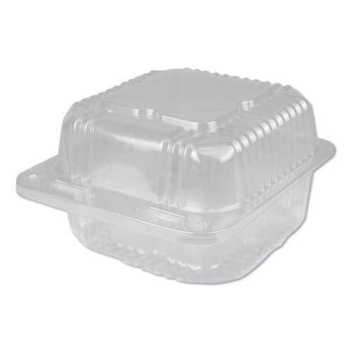 Durable Packaging Plastic Clear Hinged Containers, 9 x 9, Clear, 200/Carton