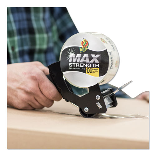 MAX PACKAGING TAPE WITH PISTOL GRIP DISPENSER, 3" CORE, 1.88" X 54.6 YDS, CRYSTAL CLEAR