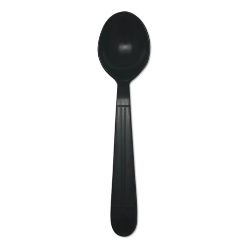 Heavyweight Cutlery, Soup Spoons, 6", Polypropylene, Black, 1000/carton