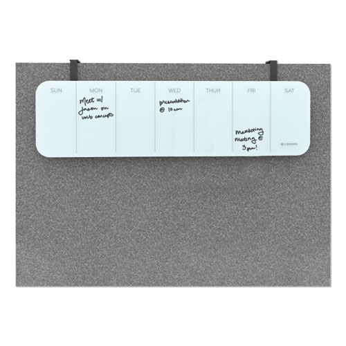 Image of U Brands Cubicle Glass Dry Erase Board, Undated One-Week, 20 X 5.5, White Surface