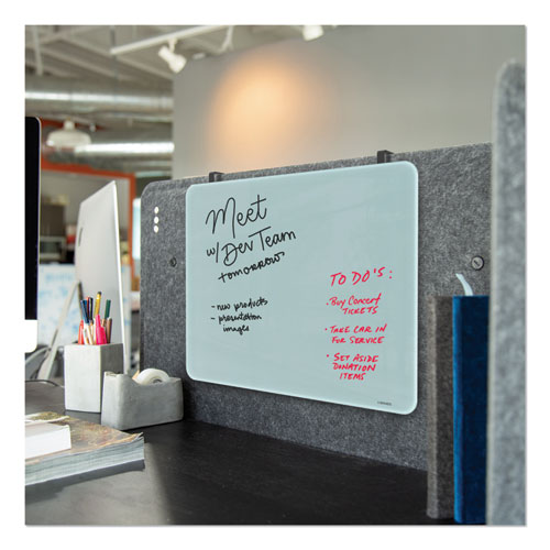 Image of U Brands Cubicle Glass Dry Erase Board, 20 X 16, White Surface