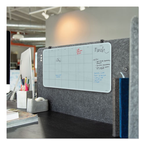 Image of U Brands Cubicle Glass Dry Erase Board, Undated One Month, 23 X 12, White Surface