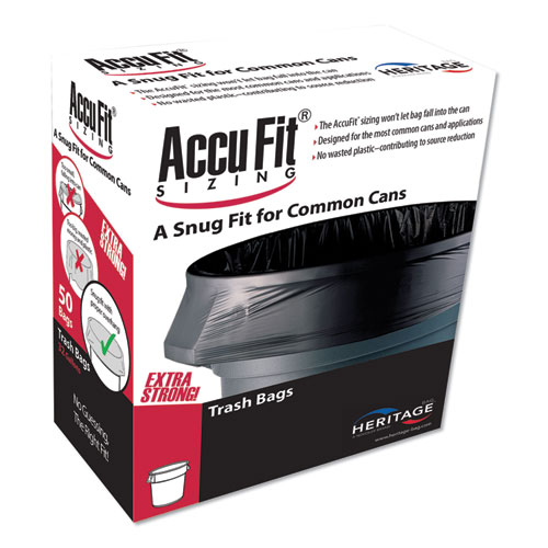 AccuFit® Linear Low Density Can Liners with AccuFit Sizing, 23 gal, 0.9 mil, 28" x 45", Black, 50/Box