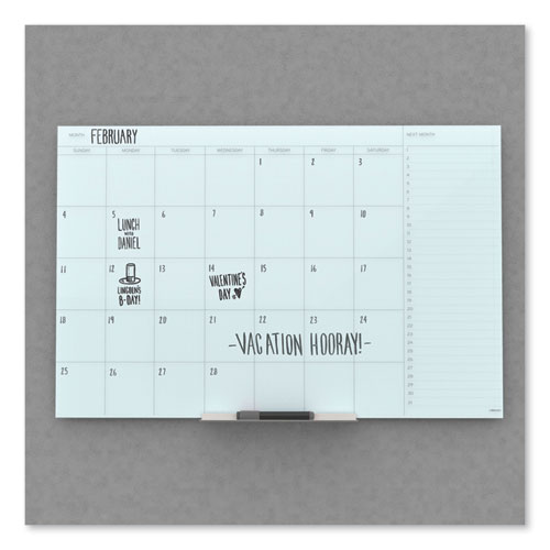 Image of U Brands Floating Glass Dry Erase Undated One Month Calendar, 35 X 23, White