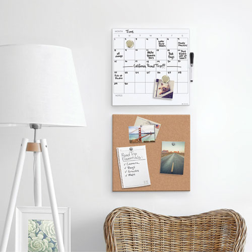Tile Board Value Pack with Undated One Month Calendar, 14 x 14, White/Natural, 2/Set