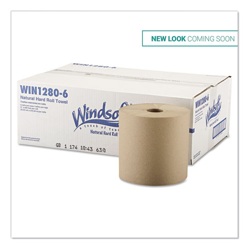Windsoft® Hardwound Roll Towels, 1-Ply, 8" x 350 ft, Natural, 12 Rolls/Carton