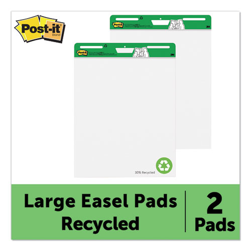 Image of Vertical-Orientation Self-Stick Easel Pads, Green Headband, Unruled, 25 x 30, White, 30 Sheets, 2/Carton