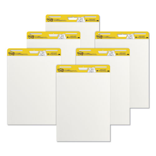 Image of Vertical-Orientation Self-Stick Easel Pad Value Pack, Unruled, 30 White 25 x 30 Sheets, 6/Carton