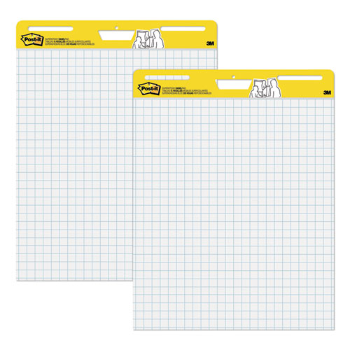 Vertical-Orientation Self-Stick Easel Pads, Quadrille Rule (1 sq/in), 30 White 25 x 30 Sheets, 2/Carton