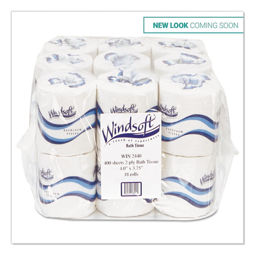 Windsoft® Bath Tissue, Septic Safe, Individually Wrapped Rolls, 2-Ply, White, 400 Sheets/Roll, 24 Rolls/Carton