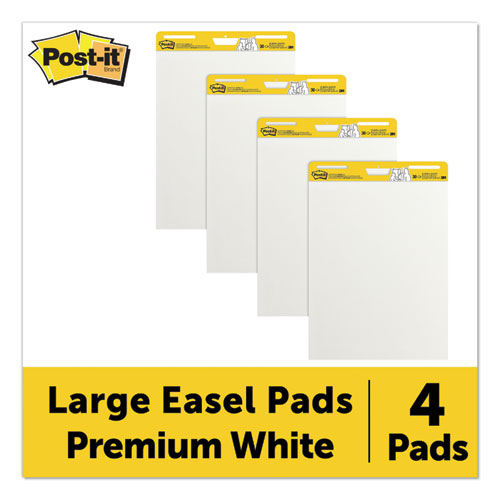 Image of Vertical-Orientation Self-Stick Easel Pad Value Pack, Unruled, 25 x 30, White, 30 Sheets, 4/Carton