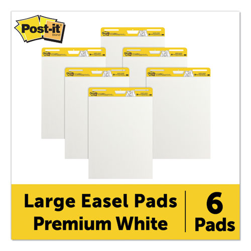 Image of Vertical-Orientation Self-Stick Easel Pad Value Pack, Unruled, 25 x 30, White, 30 Sheets, 6/Carton