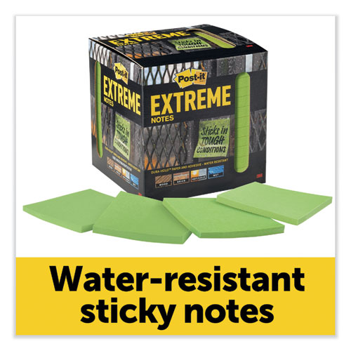 WATER-RESISTANT SELF-STICK NOTES, GREEN, 3" X 3", 45 SHEETS, 12/PACK