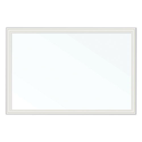 Magnetic Dry Erase Board with Decor Frame, 30 x 20, White Surface, White Wood Frame