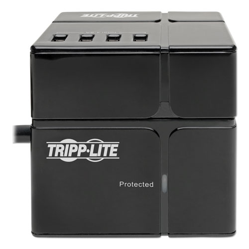 Image of Tripp Lite Power Cube Surge Protector, 3 Ac Outlets/6 Usb-A Ports, 6 Ft Cord, 540 J, Black