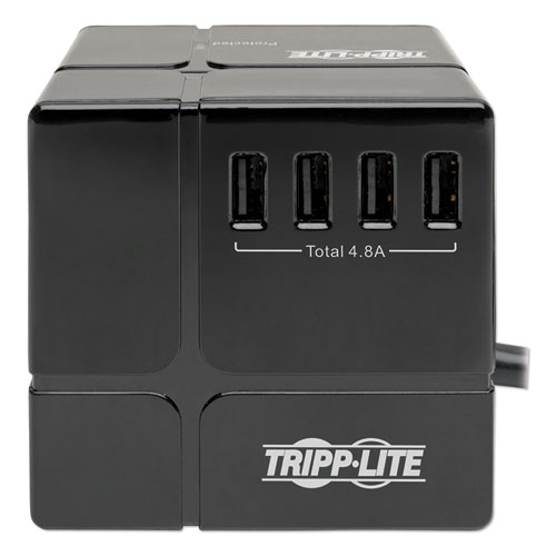 Image of Tripp Lite Power Cube Surge Protector, 3 Ac Outlets/6 Usb-A Ports, 6 Ft Cord, 540 J, Black