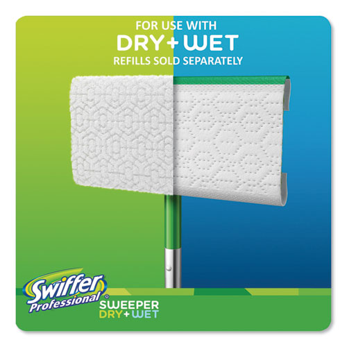 Image of Sweeper Mop, 10 x 4.8 White Cloth Head, 46" Green/Silver Aluminum/Plastic Handle, 3/Carton