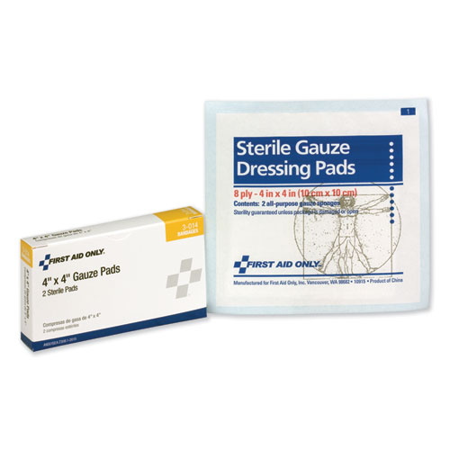 Image of First Aid Only™ Gauze Pads, Sterile, 4 X 4, 2/Box