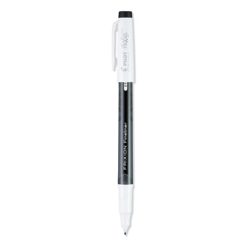 FriXion Fineliner Erasable Porous Point Pen, Stick, Fine 0.6 mm, Black Ink, Black/White Barrel, Dozen