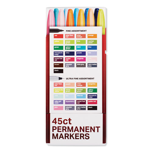 Image of Sharpie® Permanent Markers Ultimate Collection, Assorted Tip Sizes/Types, Assorted Colors, 45/Pack