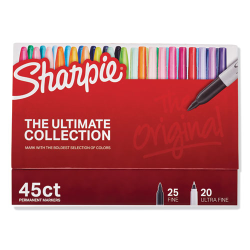 Sharpie® Permanent Markers Ultimate Collection, Assorted Tip Sizes/Types, Assorted Colors, 45/Pack