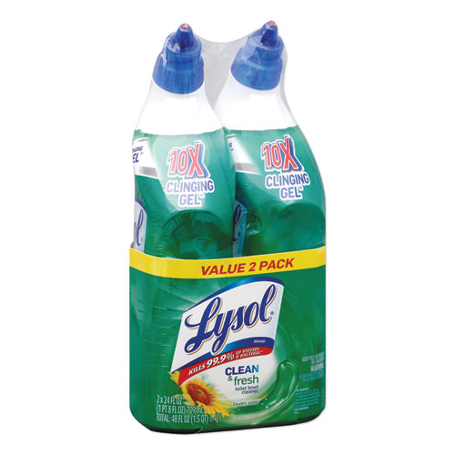 LYSOL® Brand Clean and Fresh Toilet Bowl Cleaner Cling Gel, Forest Rain Scent, 24 oz, 2/Pack, 4 Packs/Carton