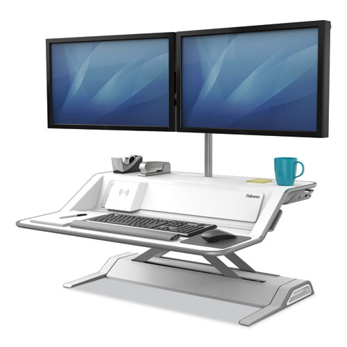 Fellowes® Lotus DX Sit-Stand Workstation, 32.75" x 24.25" x 5.5" to 22.5", White