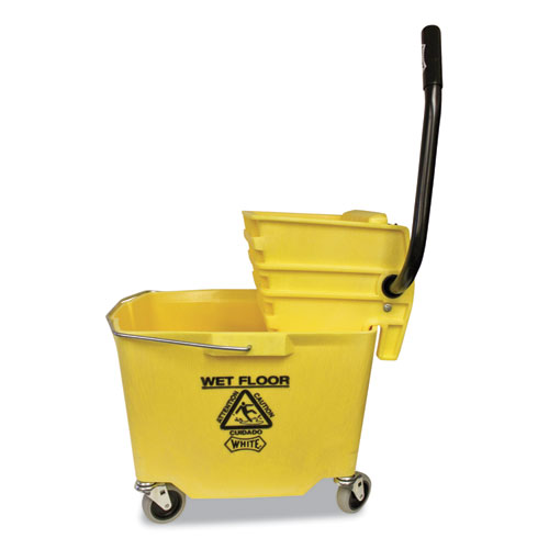 Side-Press Squeeze Wringer/Plastic Bucket Combo, 12 to 32 oz, Yellow