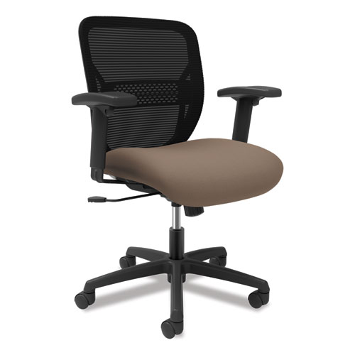 GATEWAY MID-BACK TASK CHAIR WITH ADJUSTABLE ARMS, SUPPORTS UP TO 250 LBS, MOREL SEAT, BLACK BACK, BLACK BASE