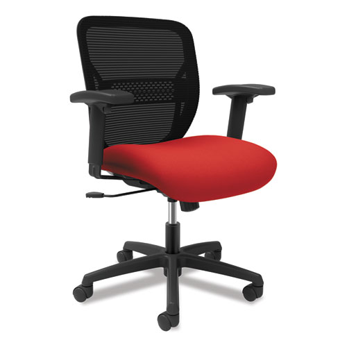 GATEWAY MID-BACK TASK CHAIR WITH ADJUSTABLE ARMS, SUPPORTS UP TO 250 LBS, RUBY SEAT, BLACK BACK, BLACK BASE
